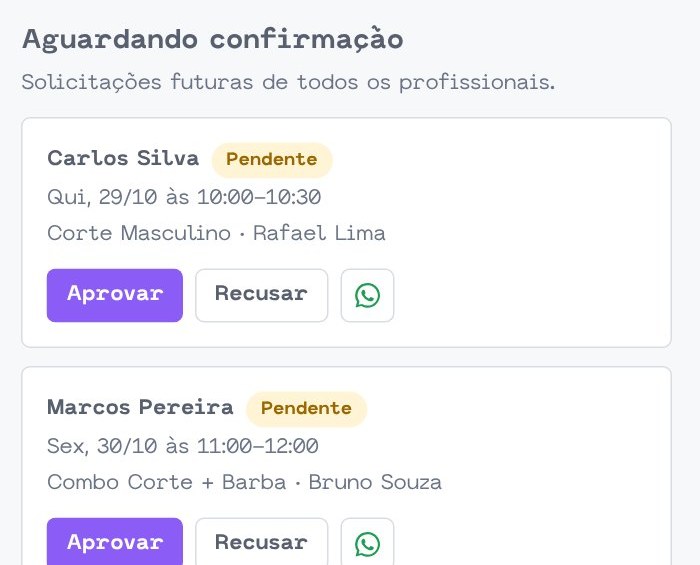 Painel do Cromo: pedidos aguardando confirmação, com os botões Aprovar e Recusar