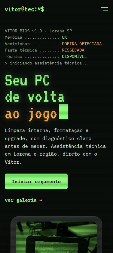 A página do Vitor no celular
